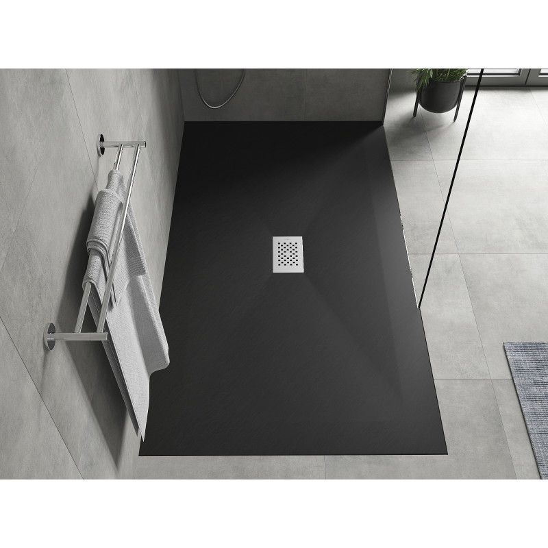 Mexen Hugo obdĺžniková sprchová vanička SMC 150 x 100 cm, čierna, krytka inox - 42701015-X