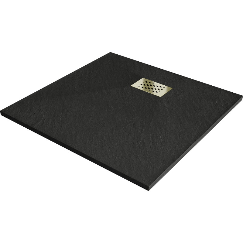 Mexen Hugo štvorcový sprchový kút SMC 90 x 90 cm, čierny, zlatý kryt - 42709090-G