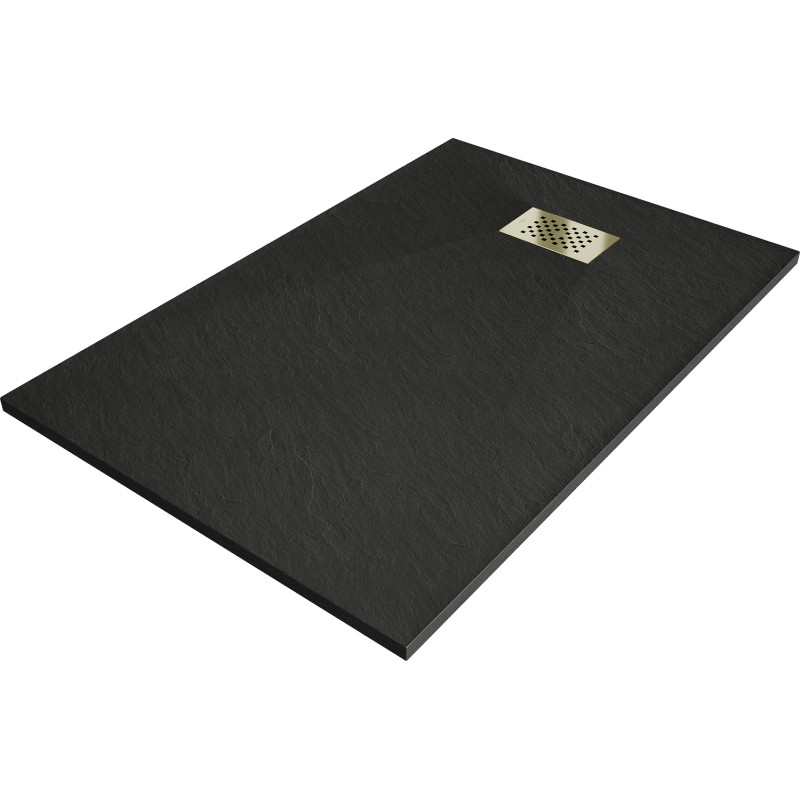 Mexen Hugo obdĺžnikový sprchový kút SMC 80 x 70 cm, čierny, kryt zlato - 42707080-G