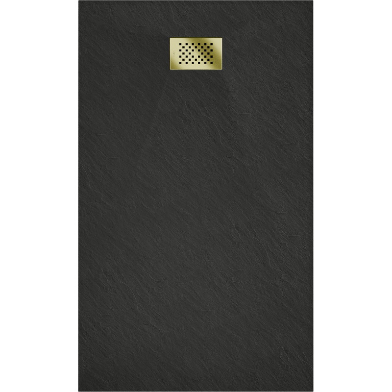 Mexen Hugo rectangular shower tray SMC 150 x 80 cm, black, gold cover - 42708015-G