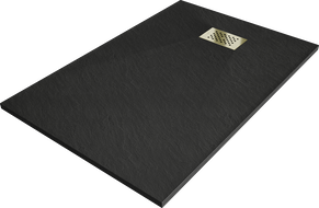 Mexen Hugo obdĺžnikový sprchový box SMC 100 x 90 cm, čierny, zlatý kryt - 42709010-G