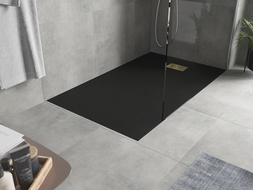 Mexen Hugo obdĺžnikový sprchový kút SMC 150 x 90 cm, čierny, zlatá maskovačka - 42709015-G