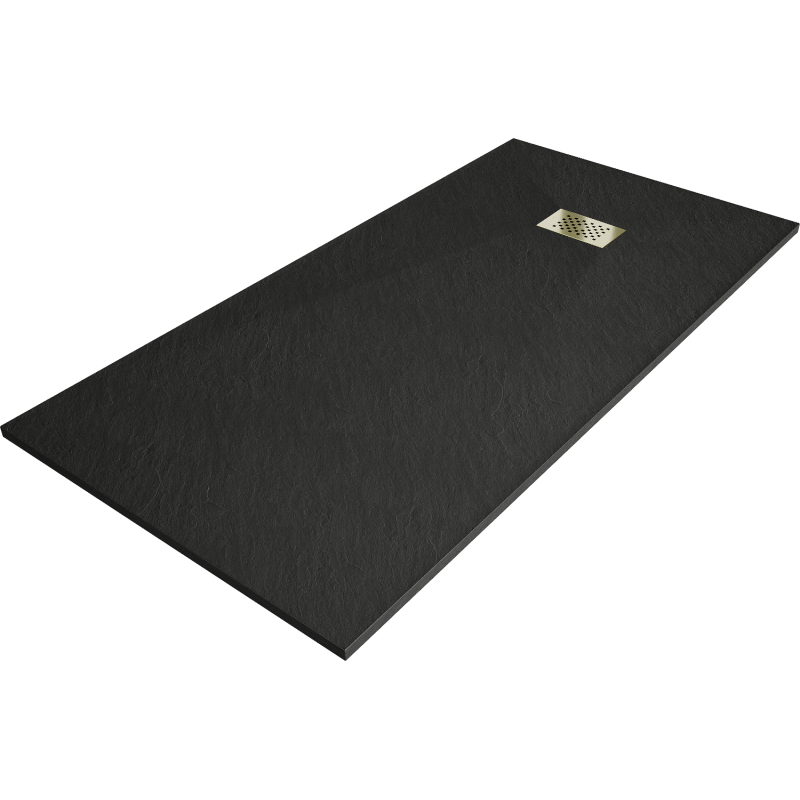 Mexen Hugo obdĺžniková vanička SMC 170 x 90 cm, čierna, kryt zlatý - 42709017-G