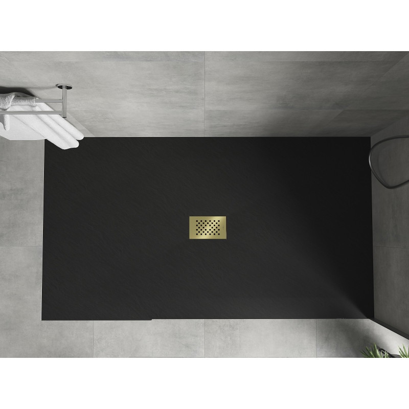 Mexen Hugo obdĺžnikový sprchový kút SMC 160 x 100 cm, čierny, zlatá krytka - 42701016-G