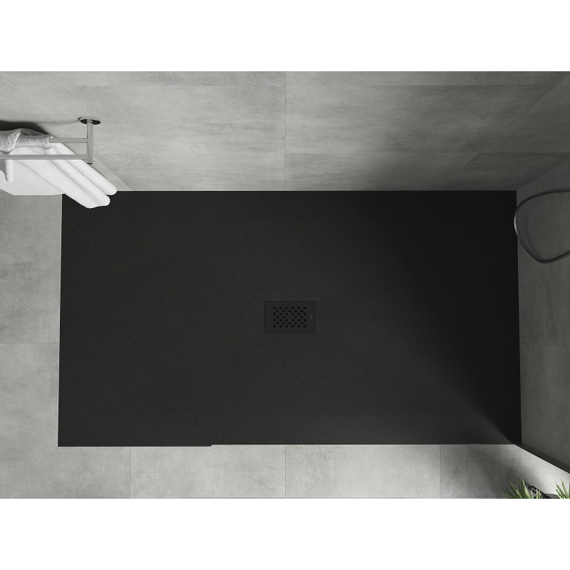 Mexen Hugo obdĺžniková sprchová vanička SMC 160 x 100 cm, čierna, krytka čierna - 42701016-B