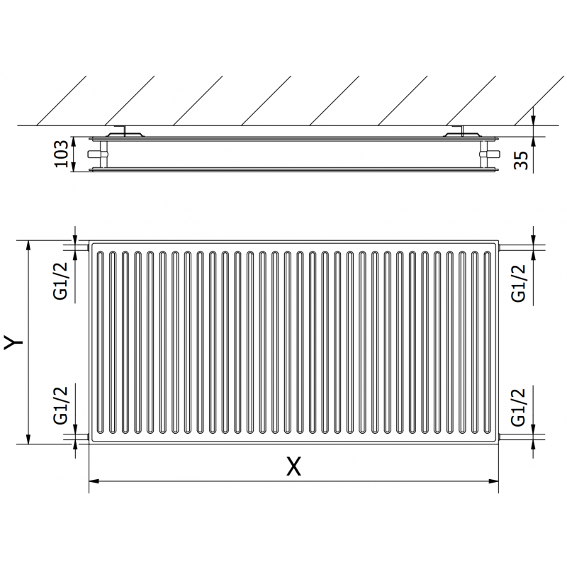 Mexen CH20 Hygienický panelový radiátor 300 x 800 mm, bočné pripojenie, 509 W, čierny - W420H-030-080-70