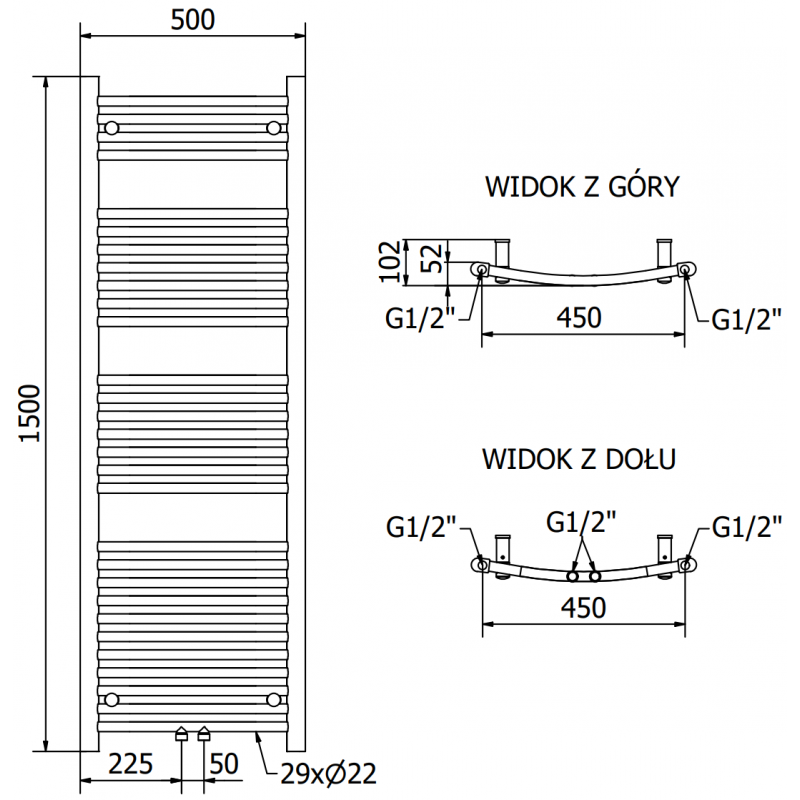Mexen Ares elektrický radiátor 1500 x 500 mm, 600 W, biely - W102-1500-500-2600-20