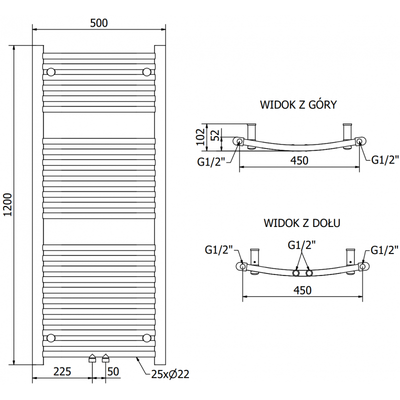 Mexen Ares elektrický radiátor 1200 x 500 mm, 500 W, biely - W102-1200-500-6500-20