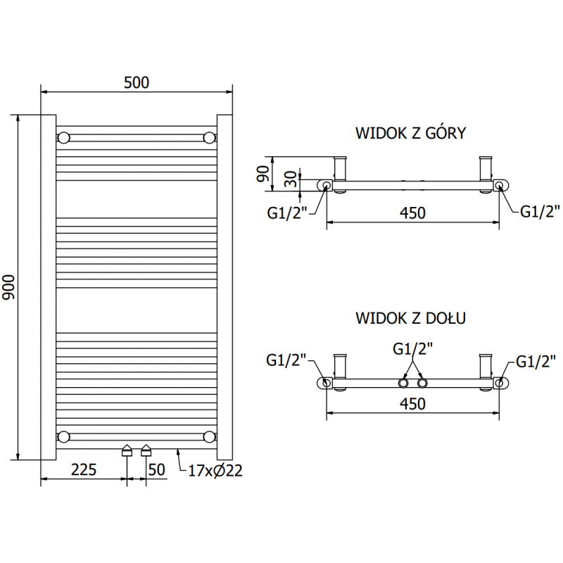 Mexen Mars elektrický radiátor 900 x 500 mm, 300 W, chróm - W110-0900-500-2300-01