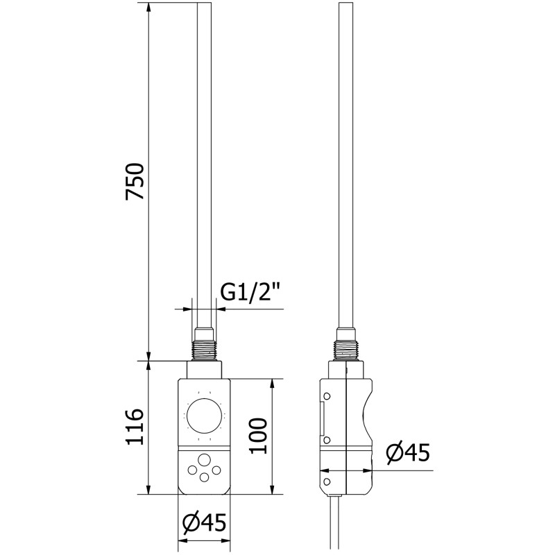 Mexen Mars elektrický ohrievač 1800 x 500 mm, 900 W, antracit - W110-1800-500-2900-66