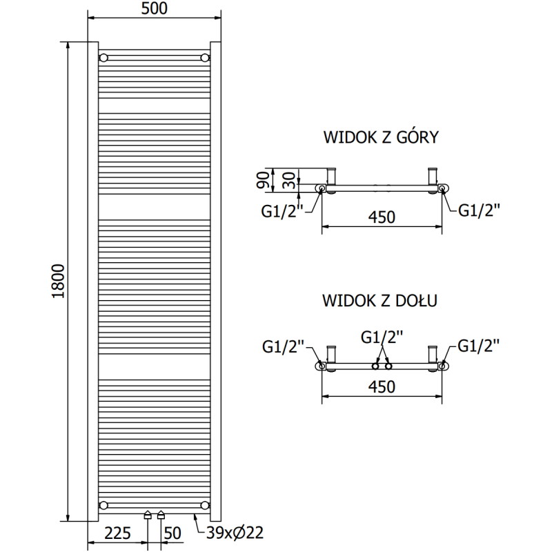 Mexen Mars elektrický ohrievač 1800 x 500 mm, 900 W, antracit - W110-1800-500-2900-66