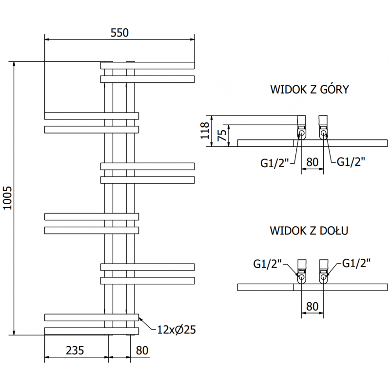 Mexen Jari elektrický radiátor 1005 x 550 mm, 300 W, čierny - W115-1005-550-2300-70