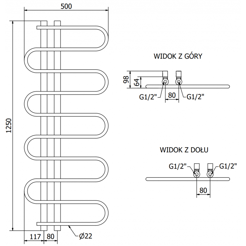Mexen Kiso elektrický radiátor 1250 x 500 mm, 300 W, biely - W114-1250-500-2300-20