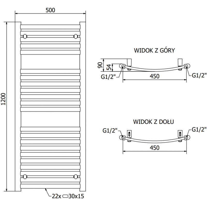 Mexen Helios elektrický ohrievač 1200 x 500 mm, 600 W, čierny - W103-1200-500-2600-70