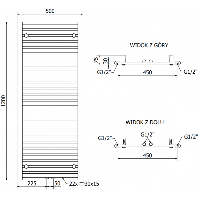 Mexen Hades elektrický radiátor 1200 x 500 mm, 600 W, biely - W104-1200-500-2600-20