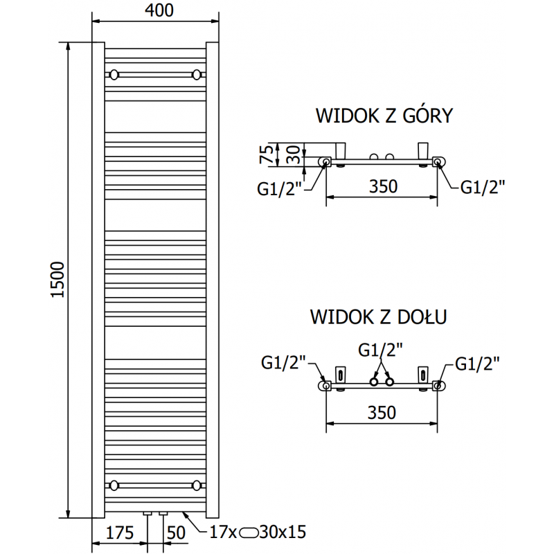 Mexen Hades elektrický radiátor 1500 x 400 mm, 600 W, biela - W104-1500-400-2600-20