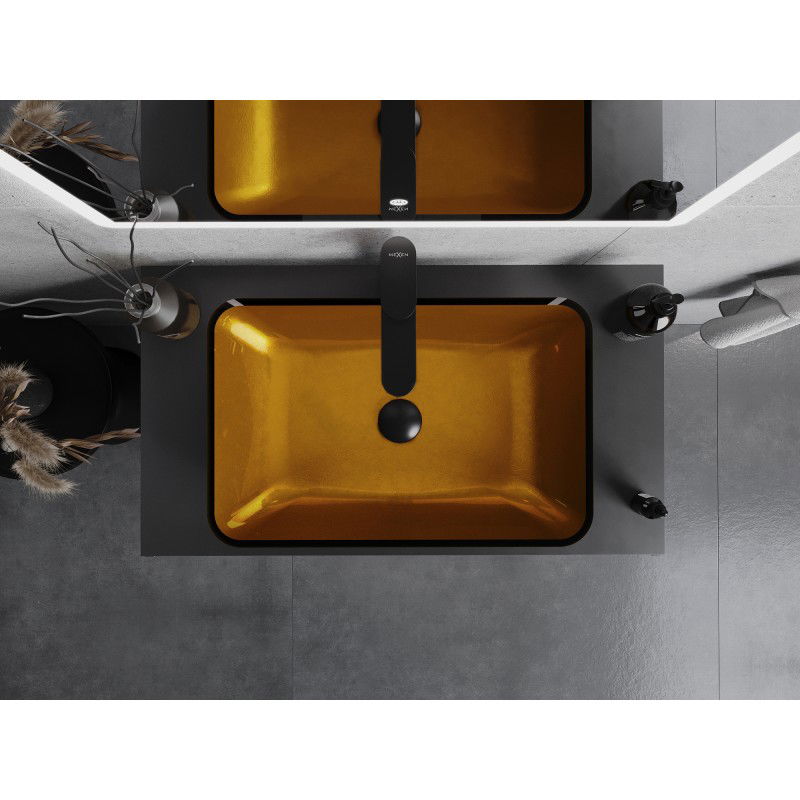 Mexen Megan sklenené umývadlo na dosku 56 x 36 cm, zlaté - 24135650