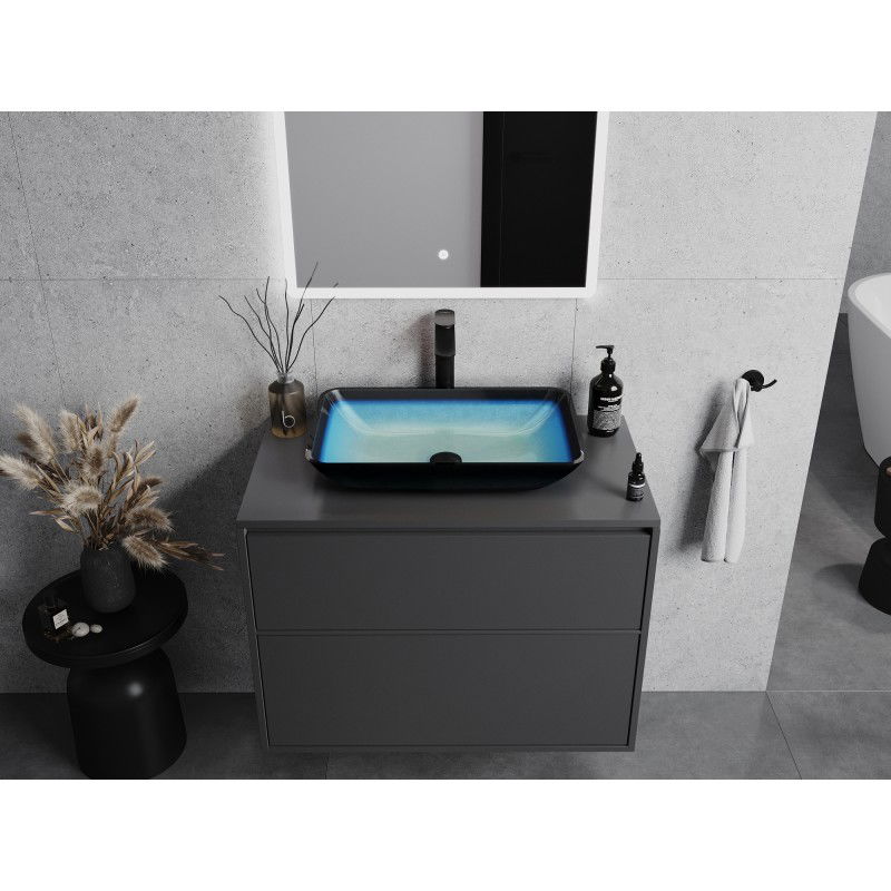 Mexen Megan sklenené umývadlo na dosku 56 x 36 cm, modré - 24135647