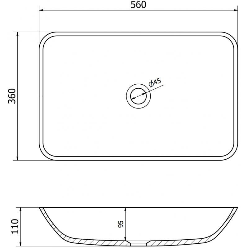 Mexen Megan sklenené umývadlo na dosku 56 x 36 cm, modré - 24135647