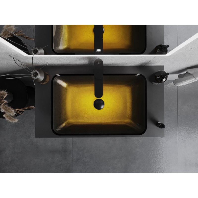 Mexen Megan sklenené umývadlo na dosku 56 x 36 cm, tmavé zlaté - 24135651