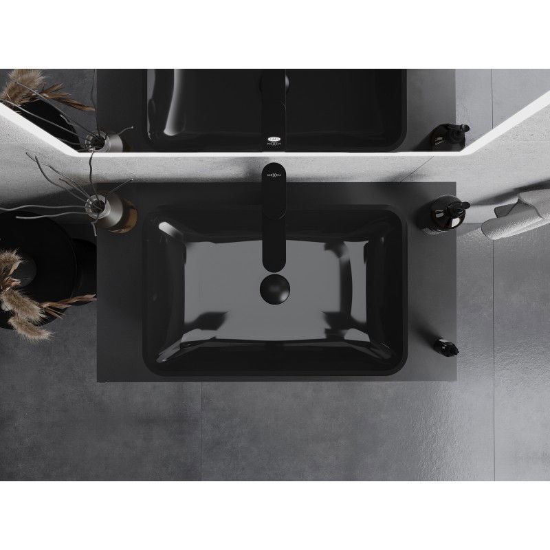 Mexen Megan sklenené umývadlo na dosku 56 x 36 cm, čierne - 24135670
