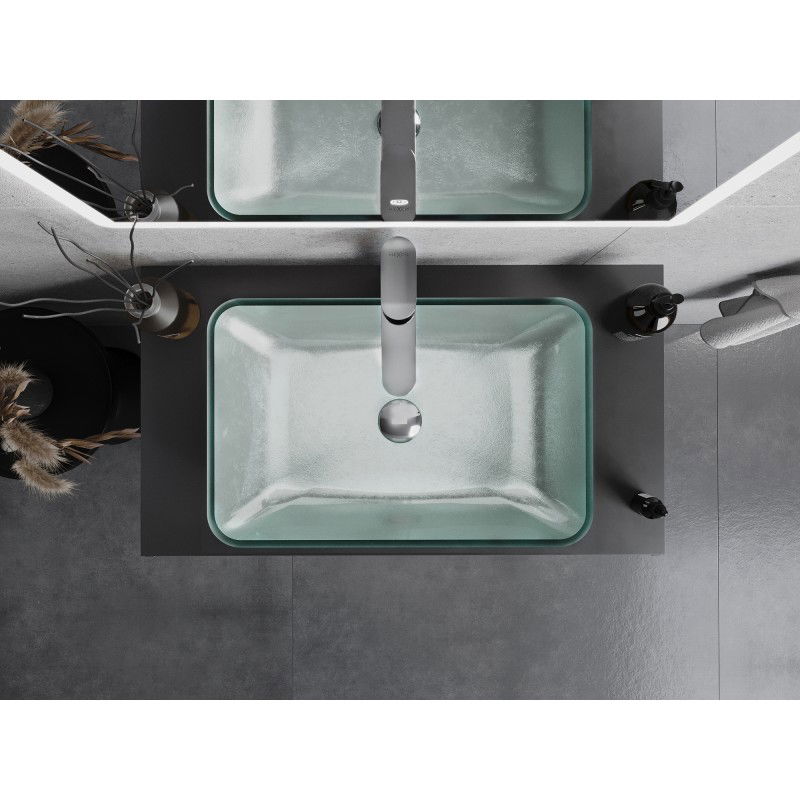 Mexen Megan sklenené umývadlo na dosku 56 x 36 cm, strieborné - 24135611