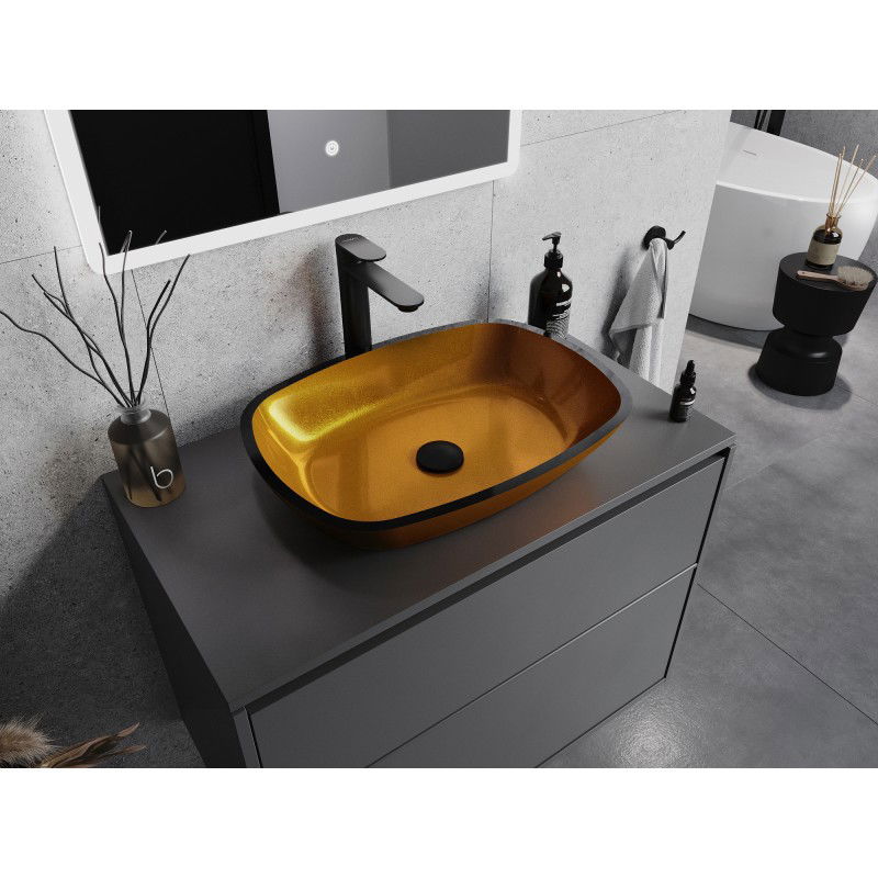 Mexen Araks sklenené umývadlo na dosku 54 x 39 cm, zlaté - 24155450