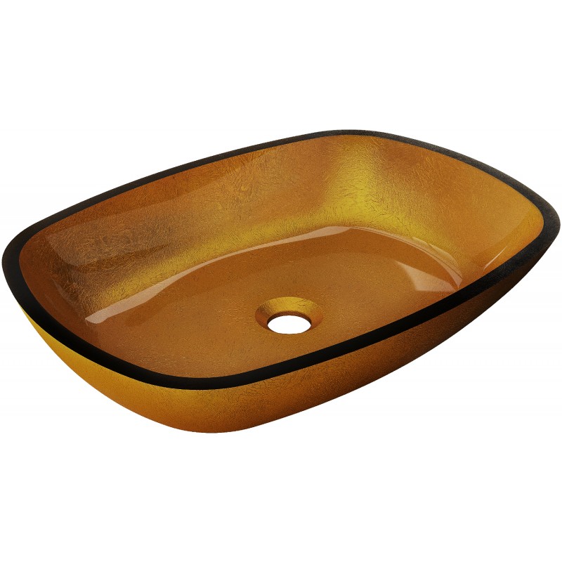 Mexen Araks sklenené umývadlo na doske 54 x 39 cm, zlaté - 24155450