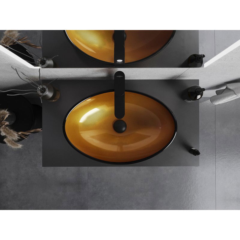 Mexen Sonia sklenené umývadlo na dosku 54 x 37 cm, zlaté - 24145450