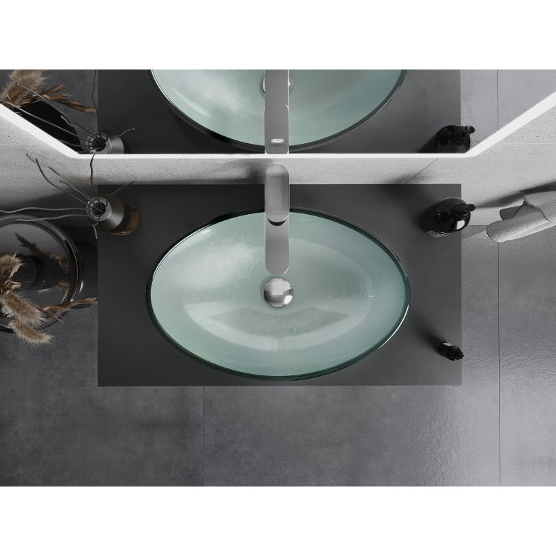 Mexen Sonia sklenené umývadlo na dosku 54 x 37 cm, strieborné - 24145411