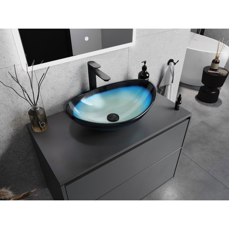 Mexen Sonia sklenené umývadlo na dosku 54 x 37 cm, modré - 24145447