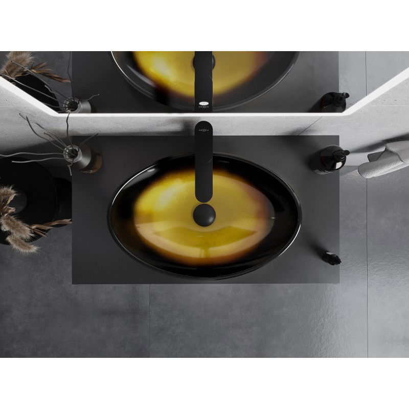 Mexen Sonia sklenené umývadlo na dosku 54 x 37 cm, tmavá zlatá - 24145451