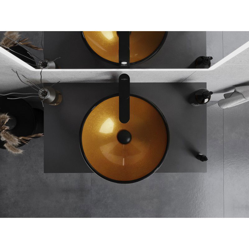 Mexen Mira sklenené umývadlo na dosku 42 x 42 cm, zlaté - 24124250