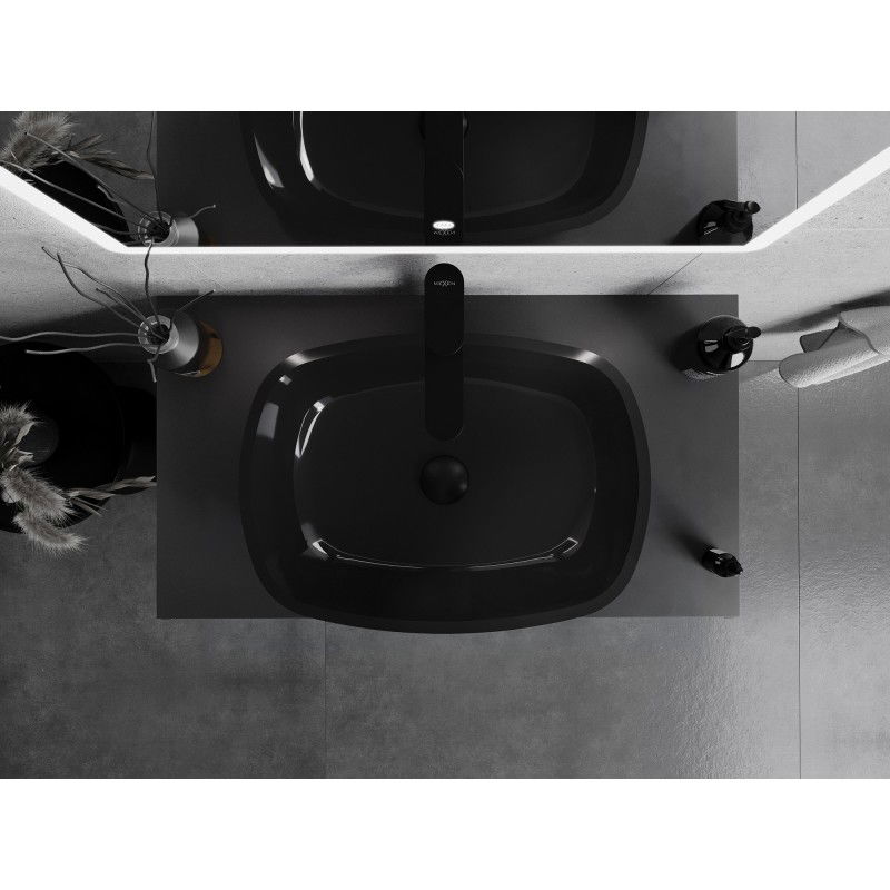 Mexen Araks sklenené umývadlo na dosku 54 x 39 cm, čierne - 24155470