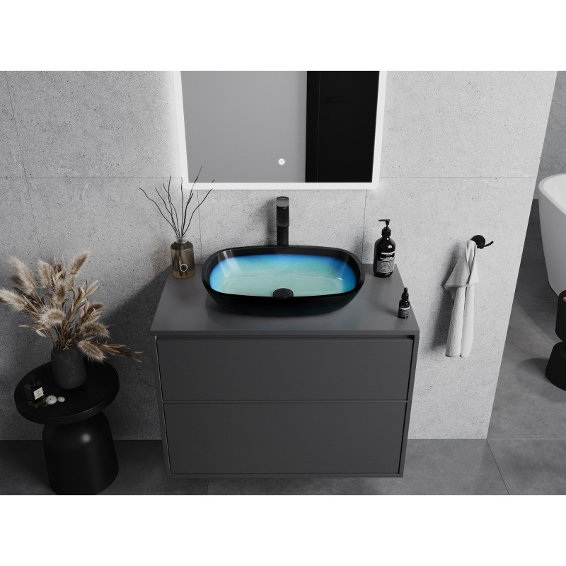 Mexen Araks sklenené umývadlo na doske 54 x 39 cm, modré - 24155447