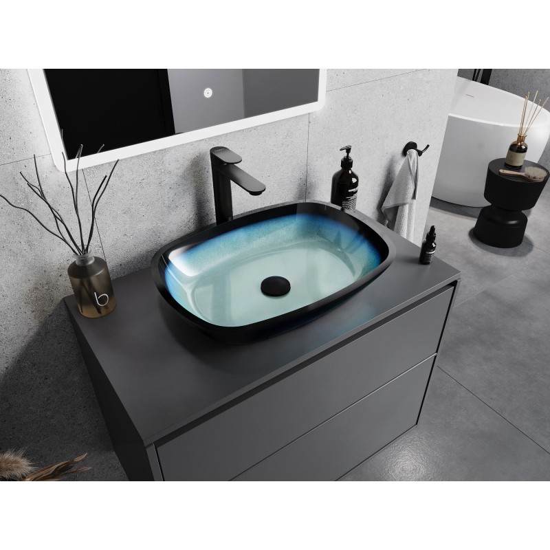 Mexen Araks sklenené umývadlo na doske 54 x 39 cm, modré - 24155447