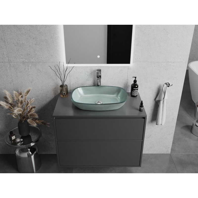 Mexen Araks sklenené umývadlo na dosku 54 x 39 cm, strieborné - 24155411