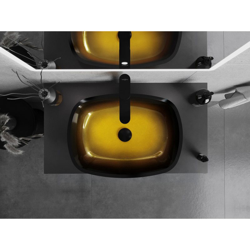 Mexen Araks sklenené umývadlo na doske 54 x 39 cm, tmavé zlaté - 24155451