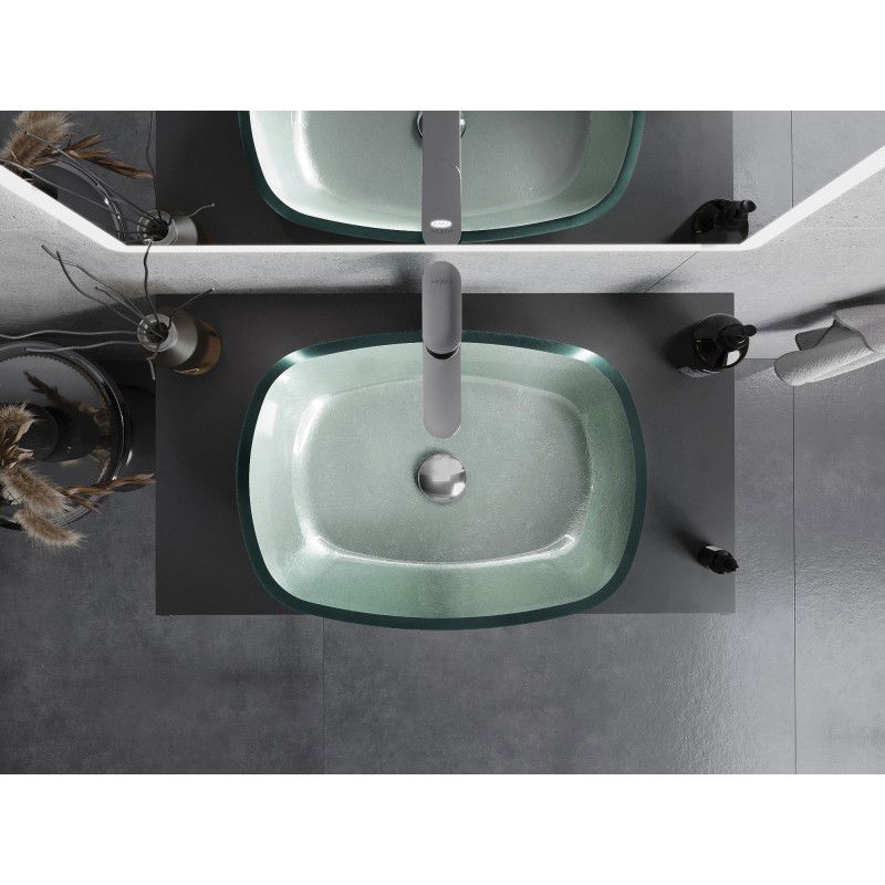 Mexen Araks sklenené umývadlo na dosku 54 x 39 cm, strieborné - 24155411