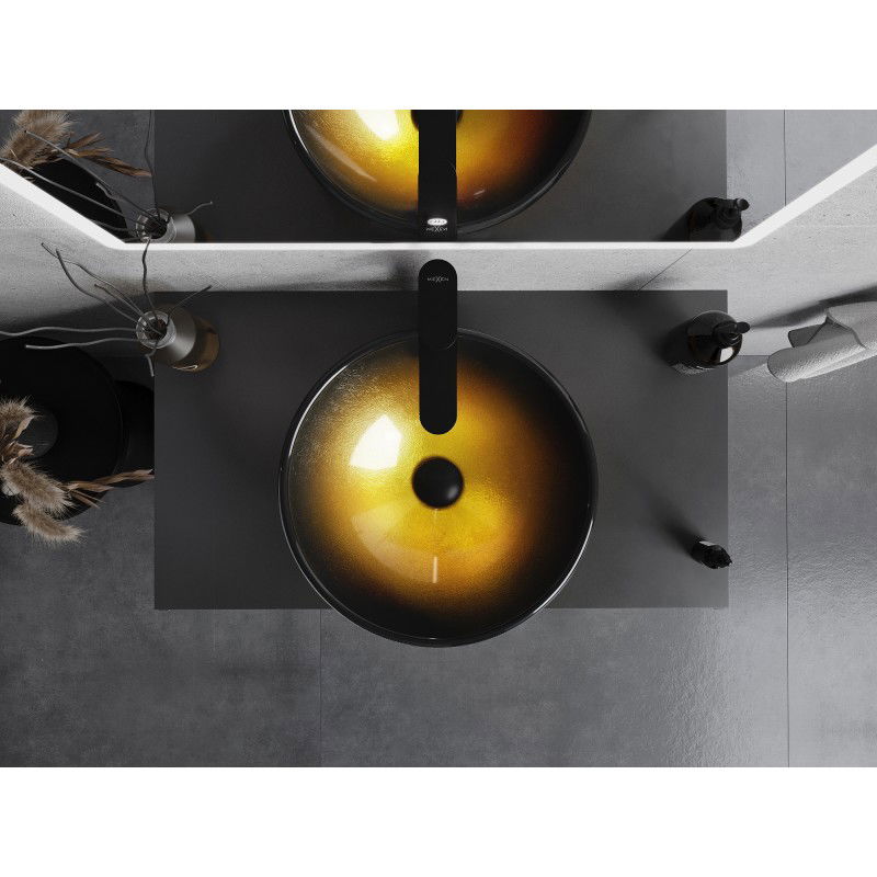 Mexen Mira sklenené umývadlo na dosku 42 x 42 cm, tmavé zlaté - 24124251