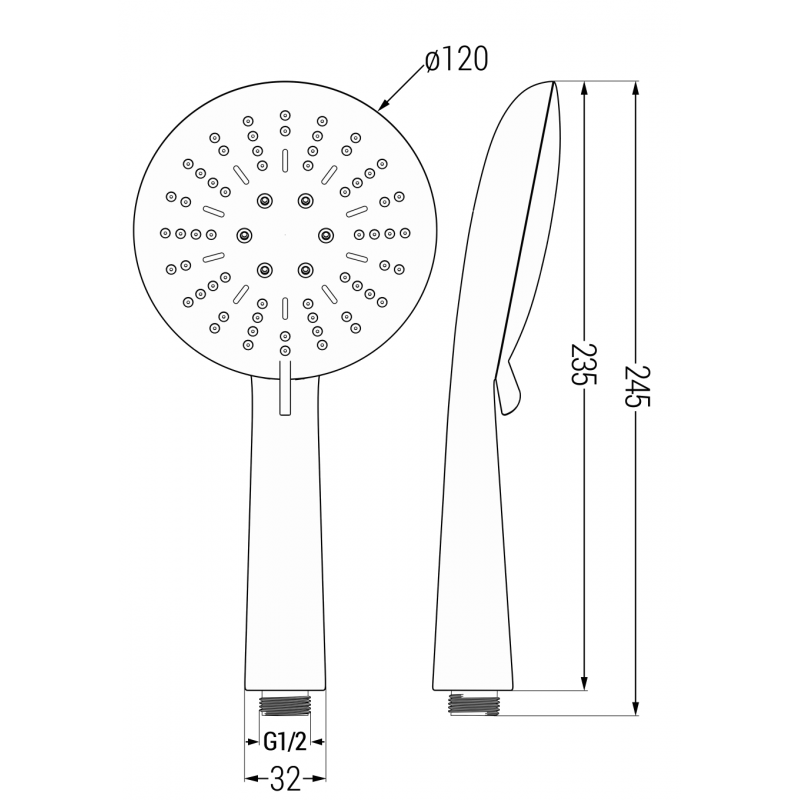 Mexen R-67 3-funkčná sprchová rukoväť, čierna - 79567-70