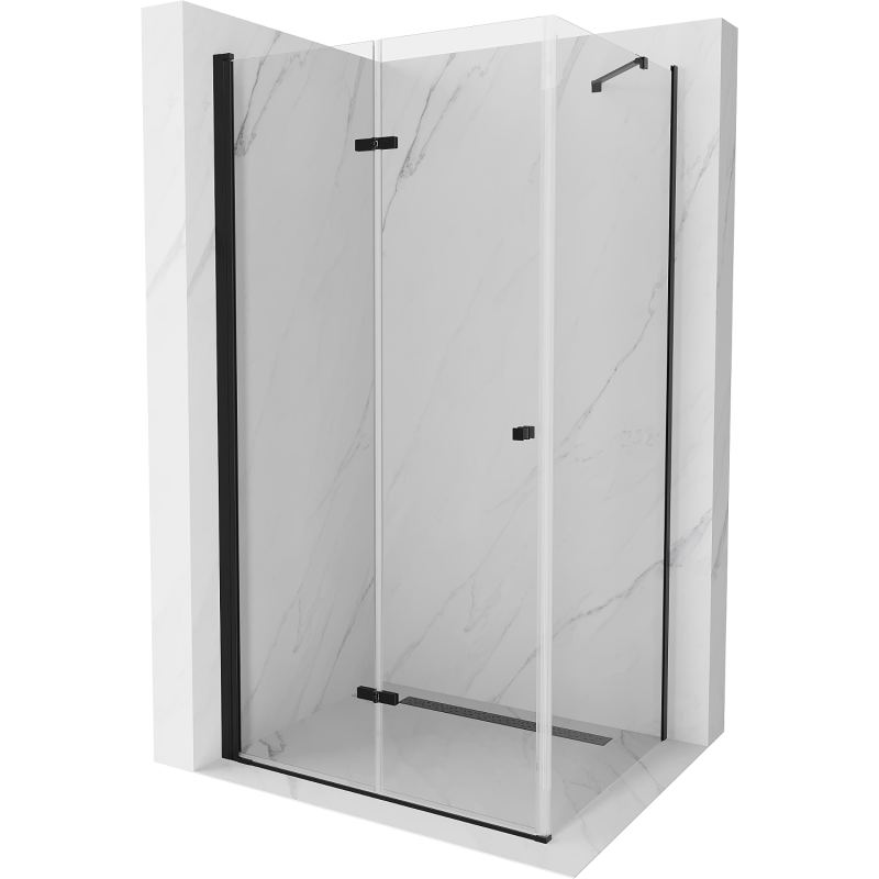 Mexen Lima skladací sprchový kút 120 x 70 cm, priehľadný, čierny - 856-120-070-70-00