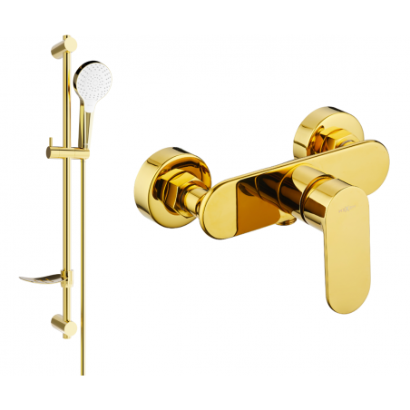 Mexen Milo DF05 sprchová batéria so sprchovacím setom, zlatá - 7134R05-50