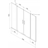 Mexen Velar Duo dvojskrídlový vaňový paraván posuvný 150 x 150 cm, transparentný, brúsený nikel - 896-150-000-02-97