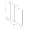 Mexen Velar Duo dvojkrídlový vaňový záves 180 x 150 cm, mrazené sklo, brúsená gun gray - 896-180-000-32-66