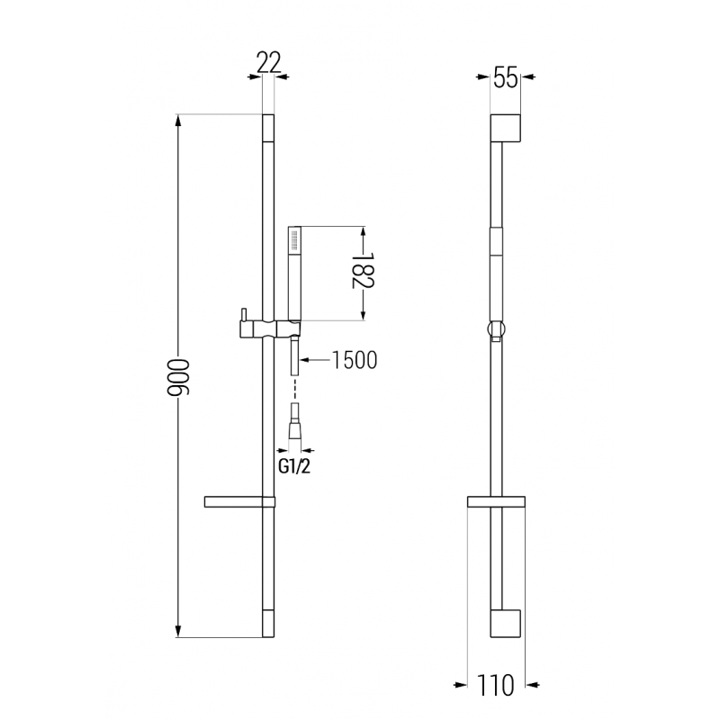 Mexen Zero DS70 set na vaňu, chróm - 71103DS70-00
