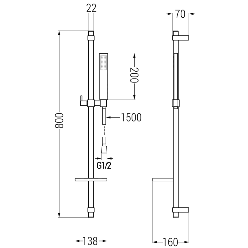Mexen Zero DQ02 sprchová súprava, chróm - 71104DQ02-00