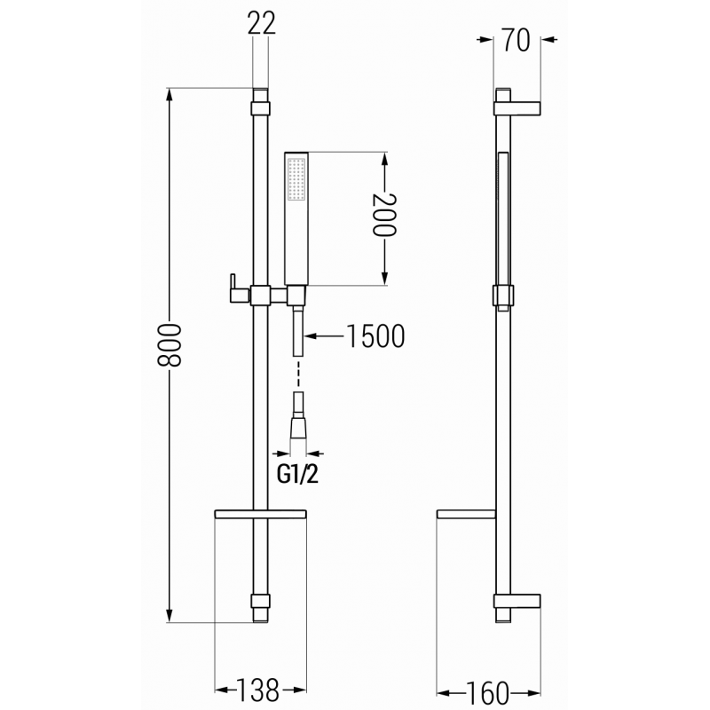 Mexen Zero DQ02 sprchová súprava, chróm - 71114DQ02-00