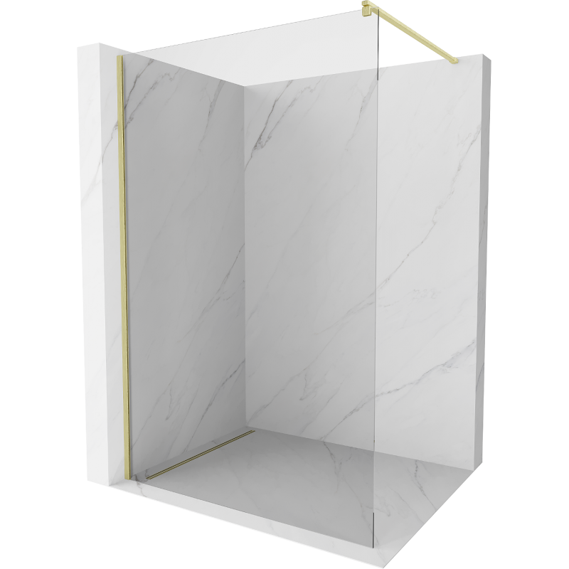 Mexen Kioto sprchová stena Walk-in 120 x 200 cm, transparentná 8 mm, zlatá kartáčovaná - 800-120-101-55-00