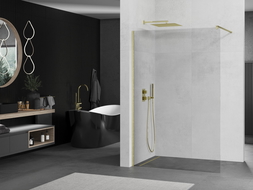 Mexen Kioto sprchová stena Walk-in 100 x 200 cm, transparentná 8 mm, zlatá kartáčovaná - 800-100-101-55-00